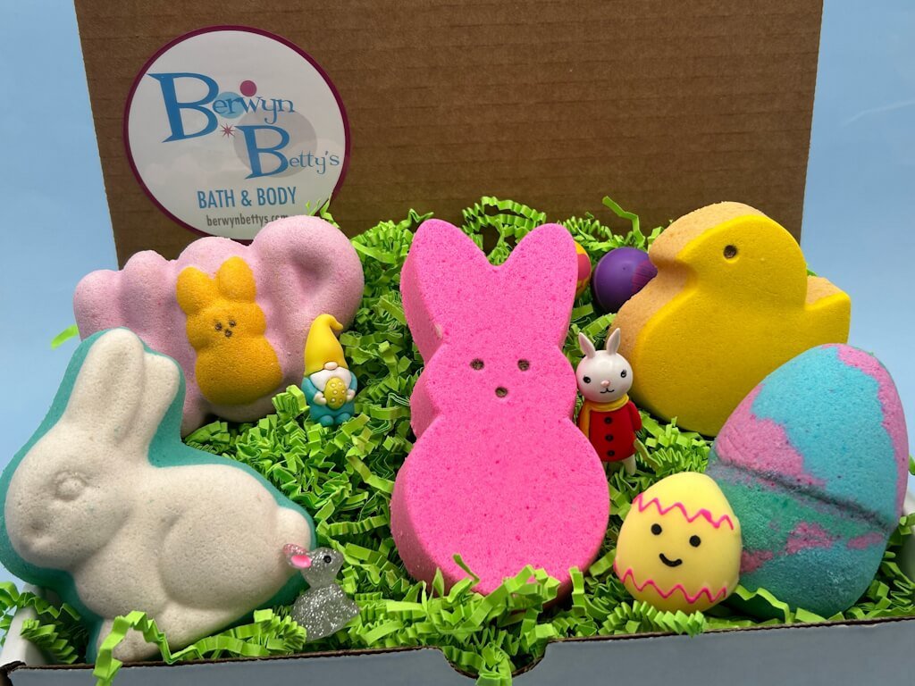 Easter Kids Bath Bombs Collection Box with Holiday Themed Toys Inside - 5 ct - Berwyn Betty's Bath & Body Shop