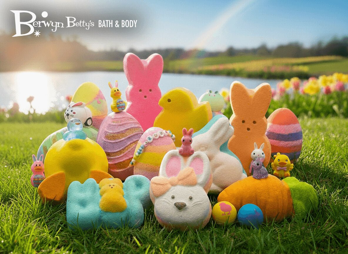 Easter Kids Bath Bombs Collection Box with Holiday Themed Toys Inside - 5 ct - Berwyn Betty's Bath & Body Shop