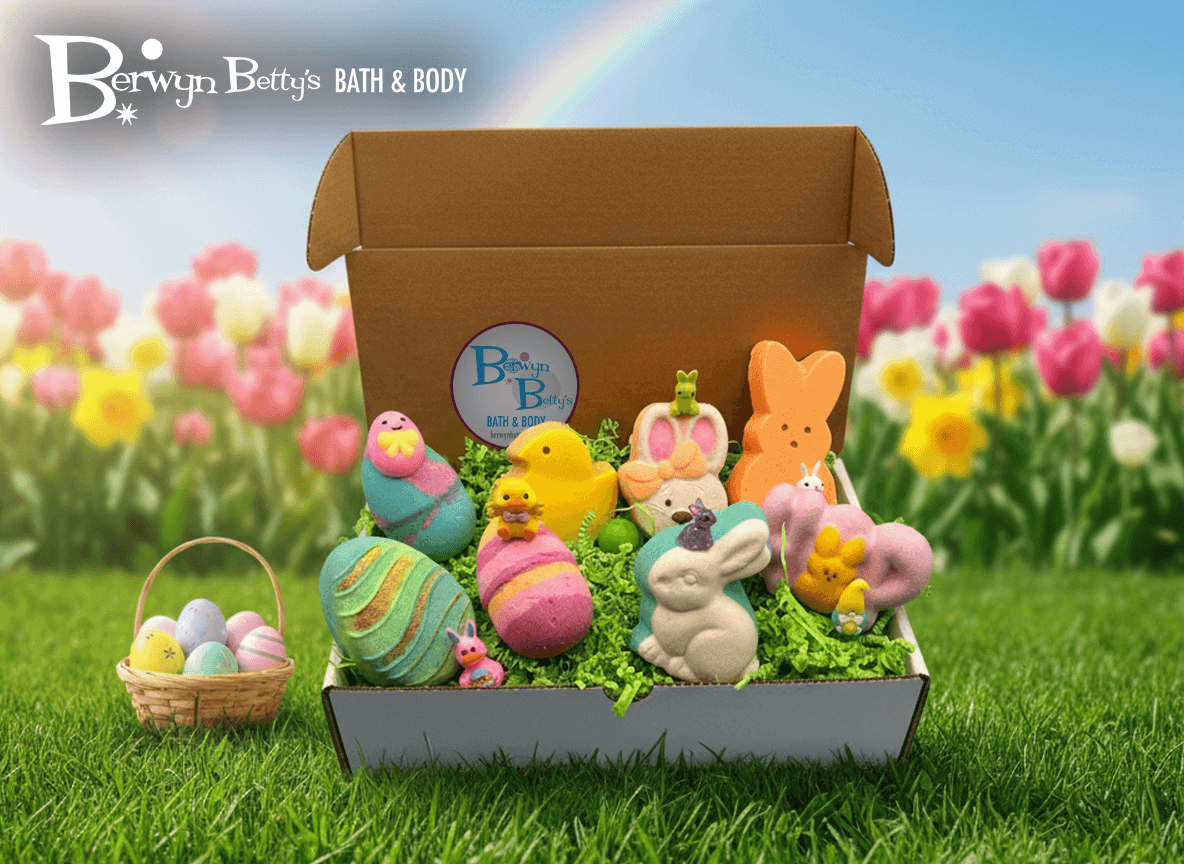 Easter Kids Bath Bombs Collection Box with Holiday Themed Toys Inside - 8 ct - Berwyn Betty's Bath & Body Shop