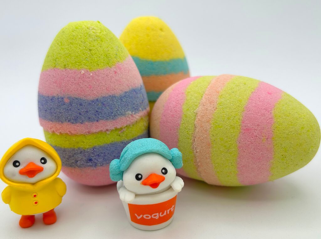 Easter Rainbow Egg Bath Bomb Gift Box with Toy Ducks Inside - 4 ct - Berwyn Betty's Bath & Body Shop