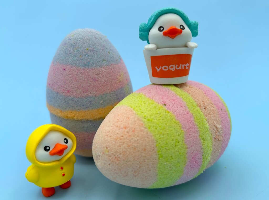 Easter Rainbow Egg Bath Bomb Gift Box with Toy Ducks Inside - 4 ct - Berwyn Betty's Bath & Body Shop
