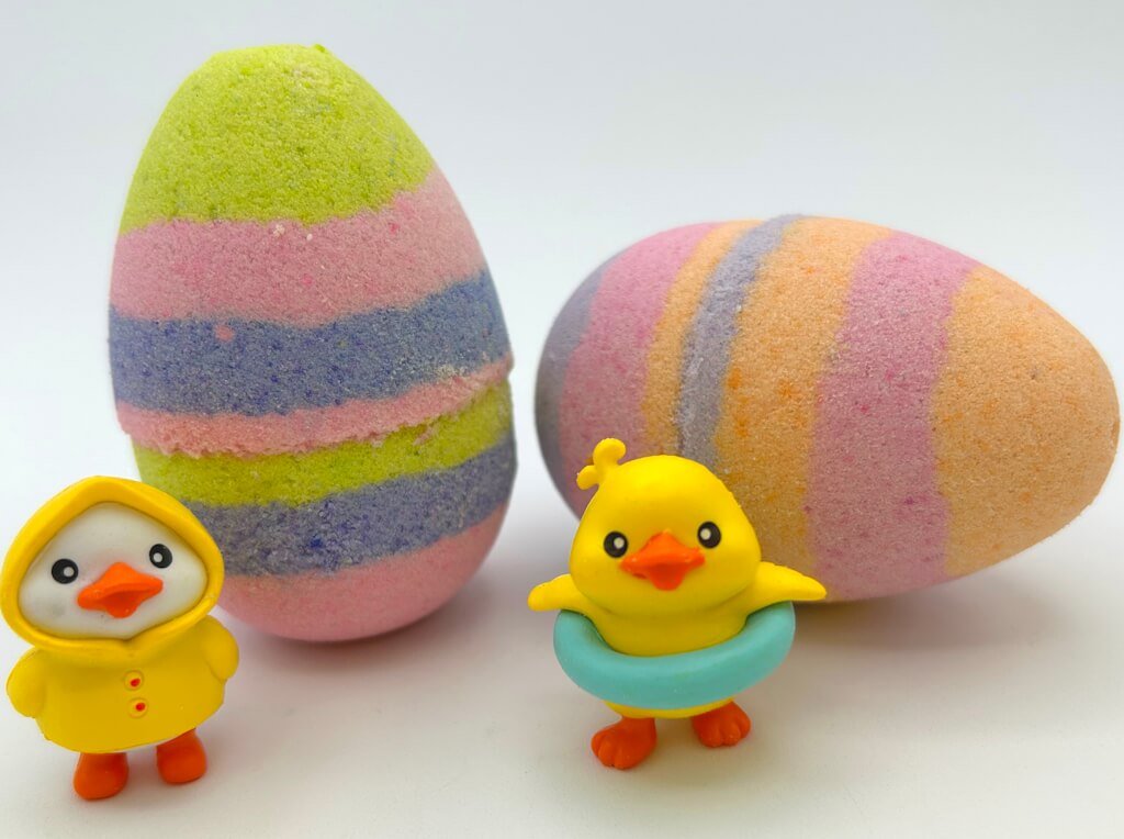 Easter Rainbow Egg Bath Bomb Gift Box with Toy Ducks Inside - 4 ct - Berwyn Betty's Bath & Body Shop