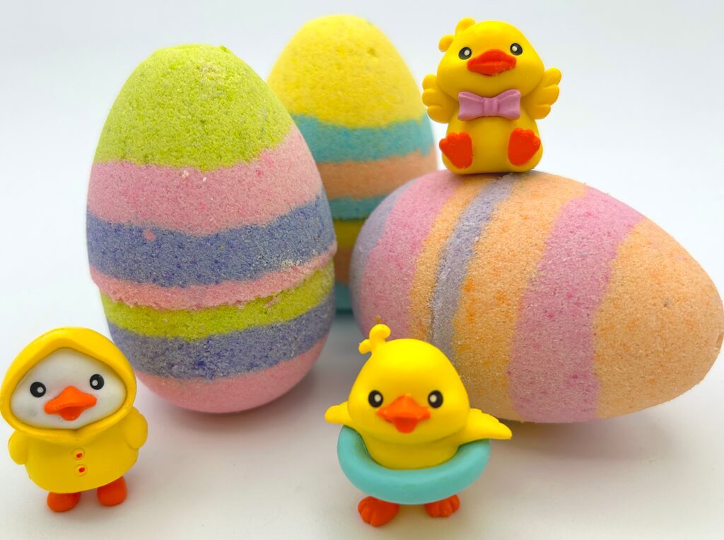 Easter Rainbow Egg Bath Bomb Gift Box with Toy Ducks Inside - 4 ct - Berwyn Betty's Bath & Body Shop