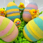 Easter Rainbow Egg Bath Bomb Gift Box with Toy Ducks Inside - 4 ct - Berwyn Betty's Bath & Body Shop