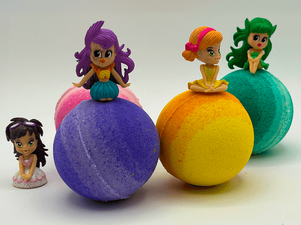 Enchanted Themed Kids Bath Bomb Gift Box with Toy Figurines Inside - 4 ct - Berwyn Betty's Bath & Body Shop