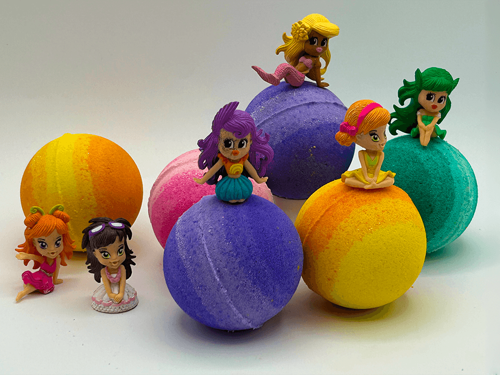 Enchanted Themed Kids Bath Bomb Gift Box with Toy Figurines Inside - 4 ct - Berwyn Betty's Bath & Body Shop