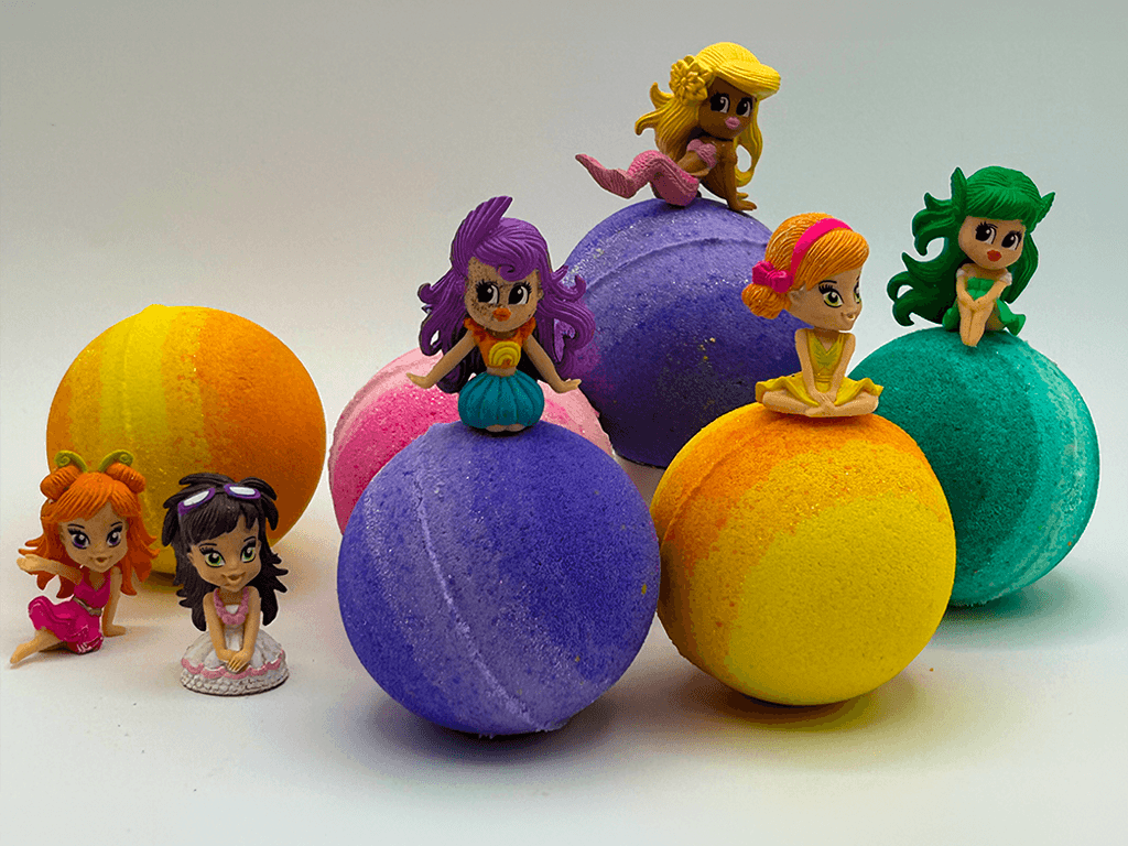 Enchanted Themed Kids Bath Bomb Gift Box with Toy Figurines Inside - 4 ct - Berwyn Betty's Bath & Body Shop