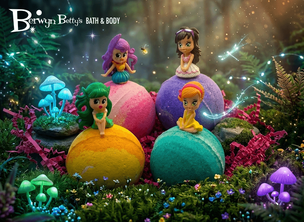 Enchanted Themed Kids Bath Bomb Gift Box with Toy Figurines Inside - 4 ct - Berwyn Betty's Bath & Body Shop