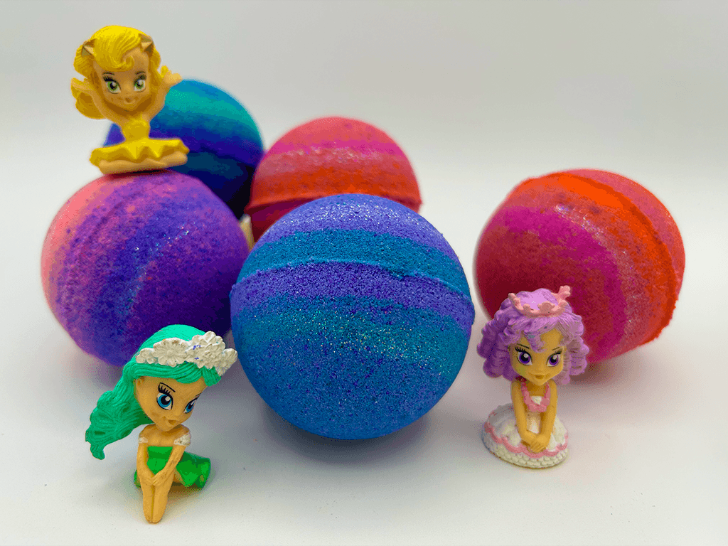 Enchanted Themed Kids Bath Bomb Gift Box with Toy Figurines Inside - 4 ct - Berwyn Betty's Bath & Body Shop