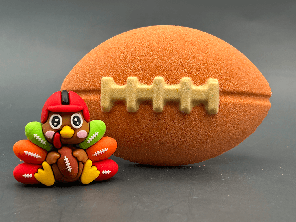 Fall Football Bath Bomb for Kids with Football Themed Turkey Figure Inside - Berwyn Betty's Bath & Body Shop