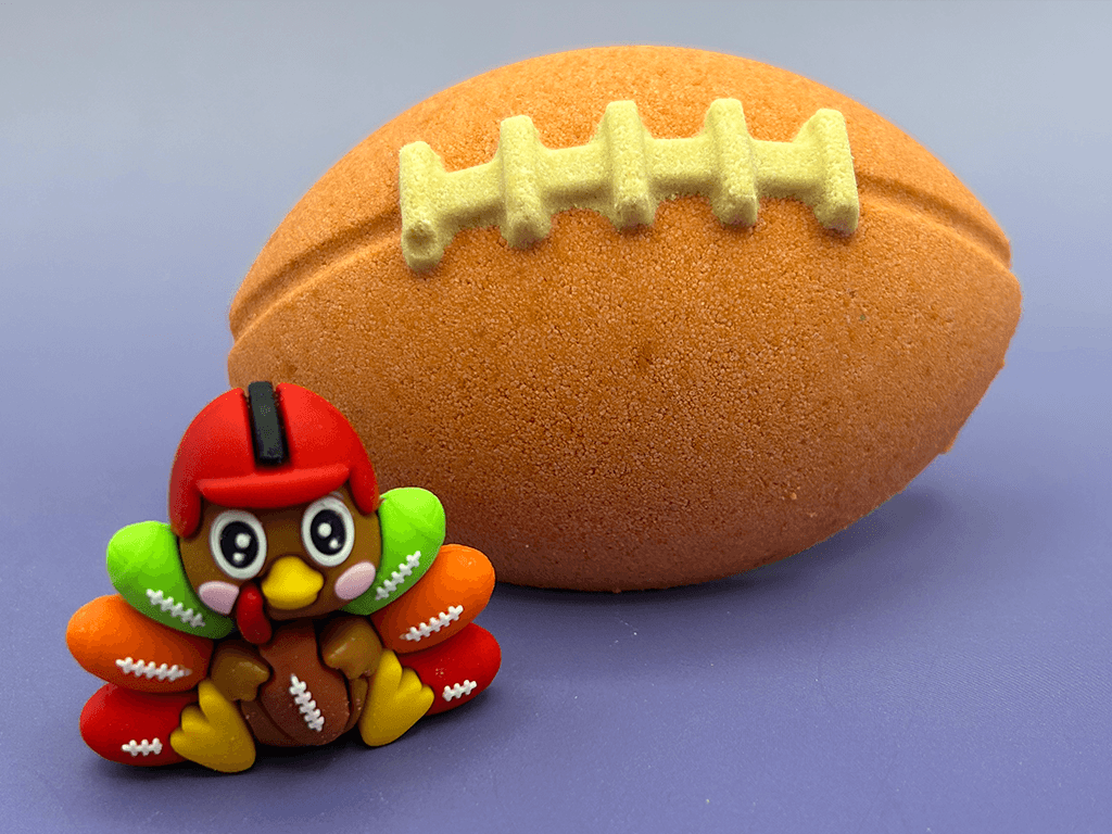Fall Football Bath Bomb for Kids with Football Themed Turkey Figure Inside - Berwyn Betty's Bath & Body Shop