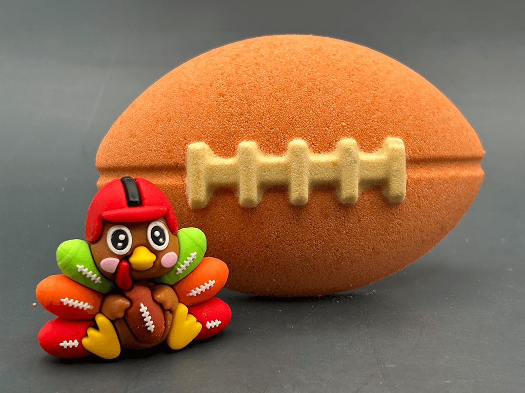 Fall Football Bath Bomb for Kids with Football Themed Turkey Figure Inside - Berwyn Betty's Bath & Body Shop