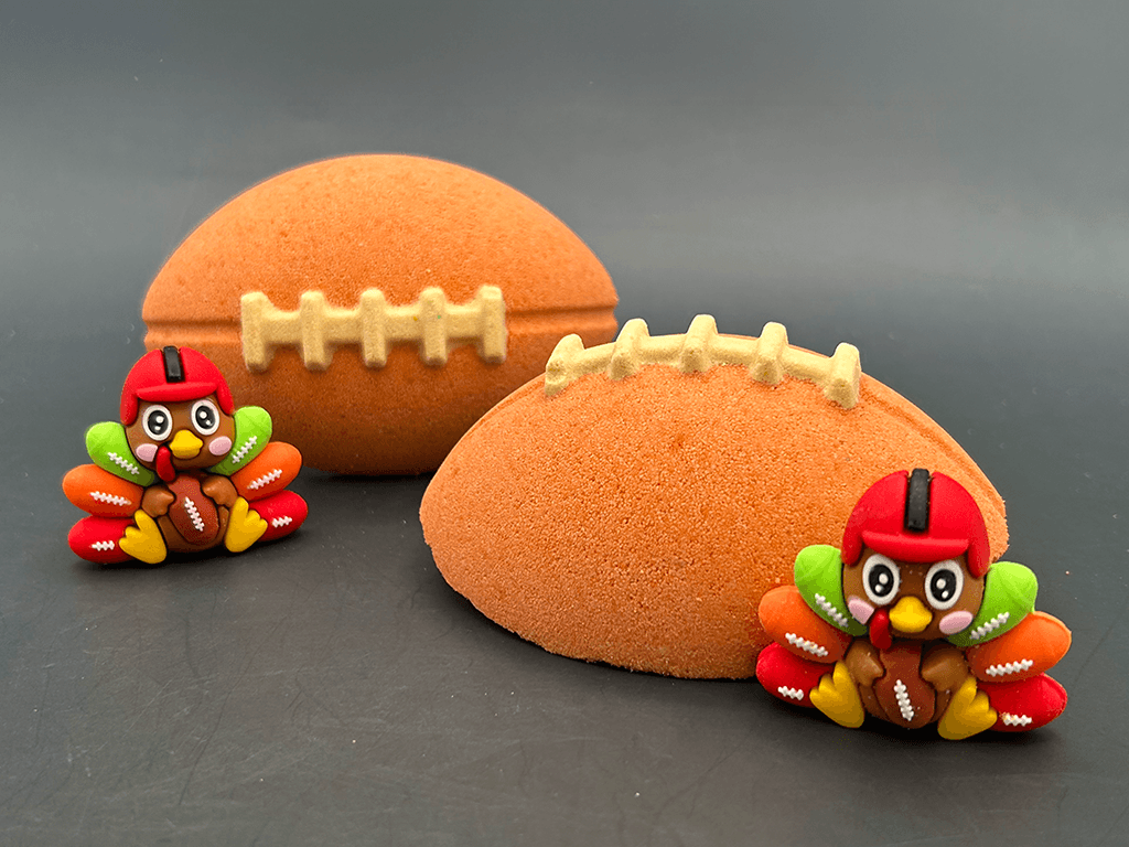 Fall Football Bath Bomb for Kids with Football Themed Turkey Figure Inside - Berwyn Betty's Bath & Body Shop