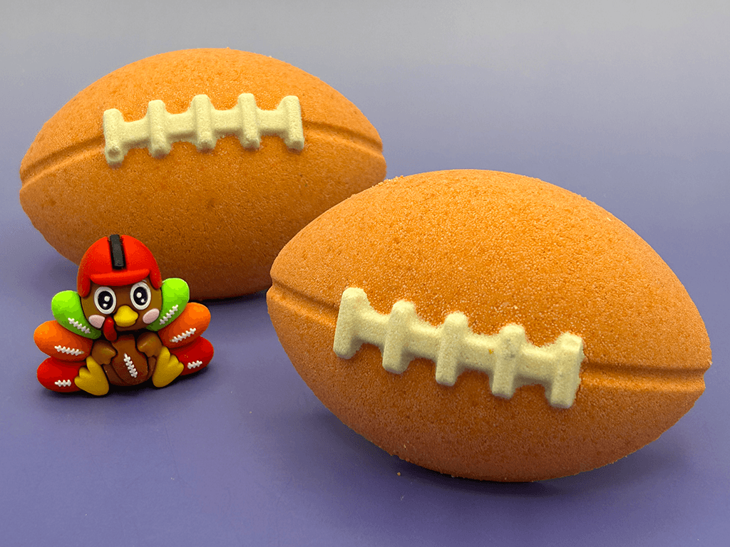 Fall Football Bath Bomb for Kids with Football Themed Turkey Figure Inside - Berwyn Betty's Bath & Body Shop