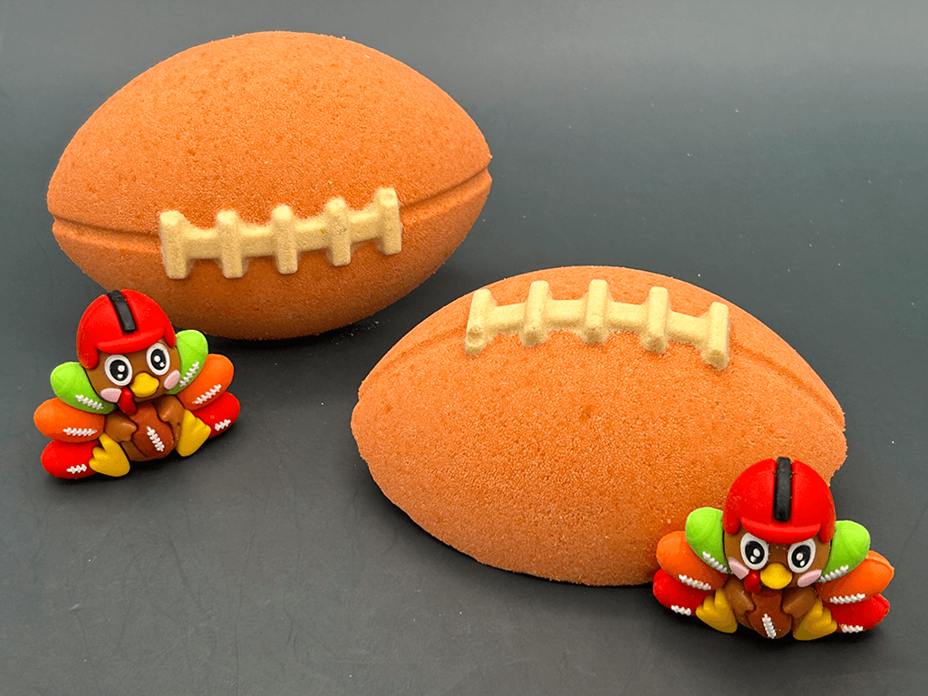 Fall Football Bath Bomb for Kids with Football Themed Turkey Figure Inside - Berwyn Betty's Bath & Body Shop