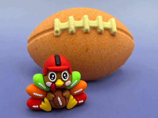 Fall Football Bath Bomb for Kids with Football Themed Turkey Figure Inside - Berwyn Betty's Bath & Body Shop