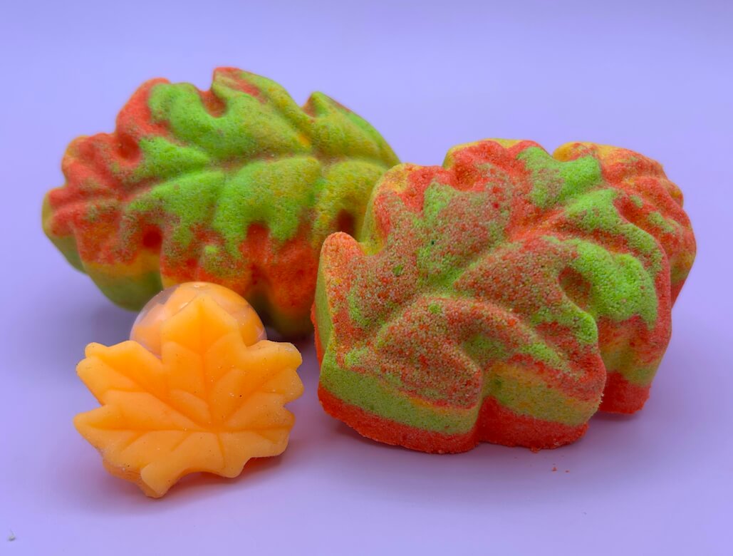Fall Leaf Kids Bath Bomb with Squishy Leaf Toy Inside - Berwyn Betty's Bath & Body Shop