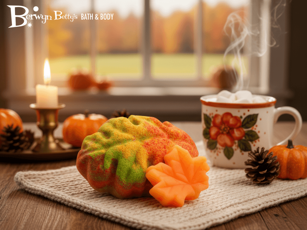 Fall Leaf Kids Bath Bomb with Squishy Leaf Toy Inside - Berwyn Betty's Bath & Body Shop