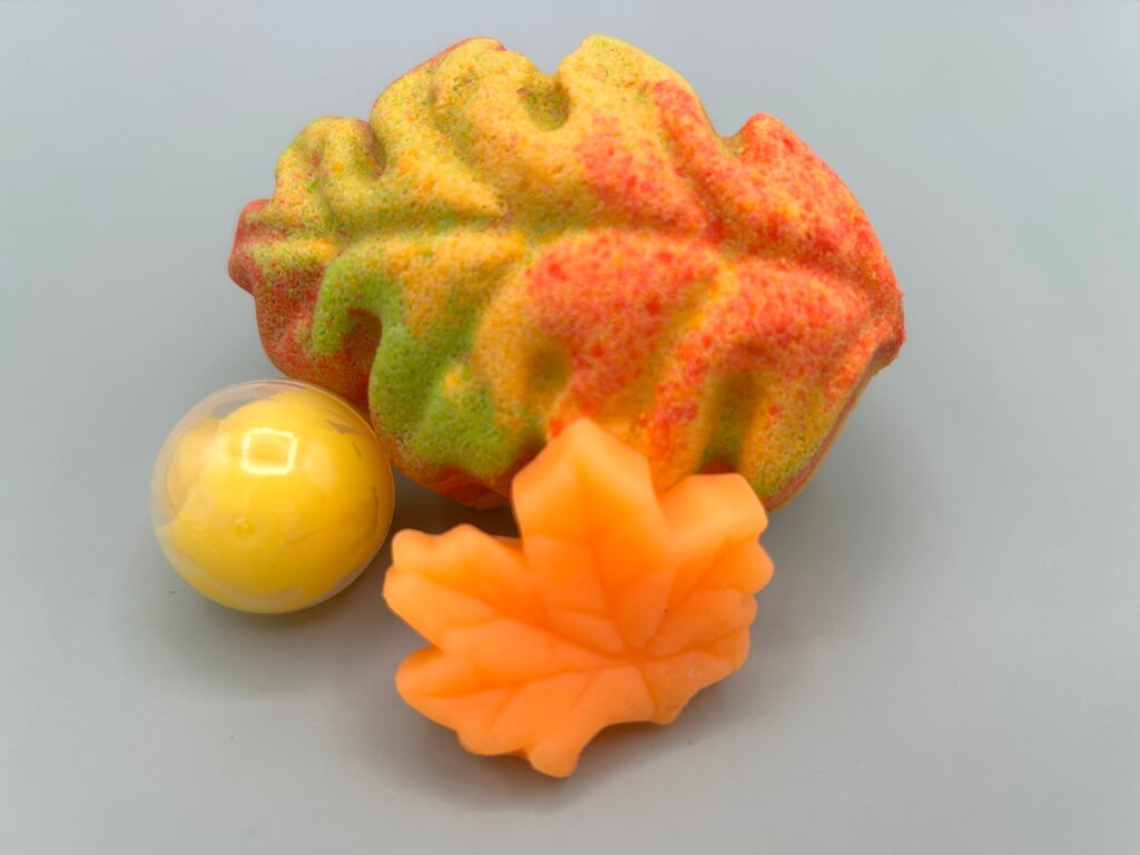 Fall Leaf Kids Bath Bomb with Squishy Leaf Toy Inside - Berwyn Betty's Bath & Body Shop