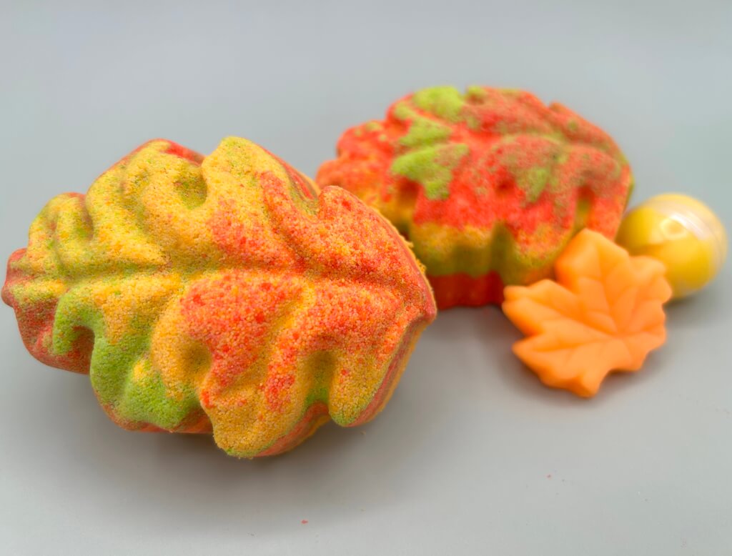 Fall Leaf Kids Bath Bomb with Squishy Leaf Toy Inside - Berwyn Betty's Bath & Body Shop