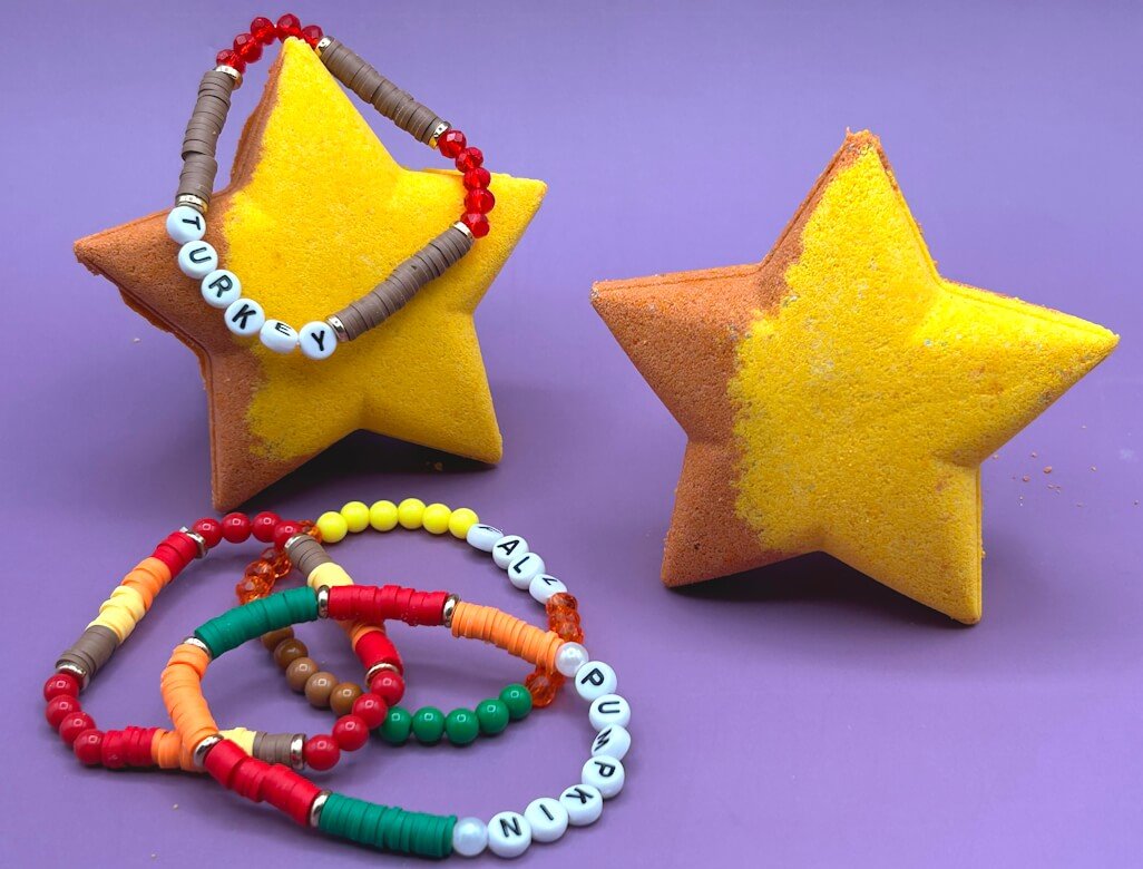 Fall Star Kids Bath Bomb with Fall - Themed Bracelet Inside - Berwyn Betty's Bath & Body Shop
