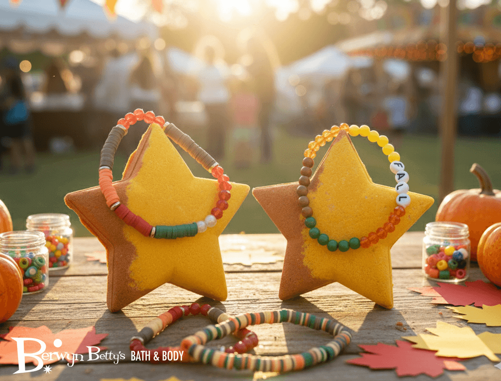Fall Star Kids Bath Bomb with Fall - Themed Bracelet Inside - Berwyn Betty's Bath & Body Shop