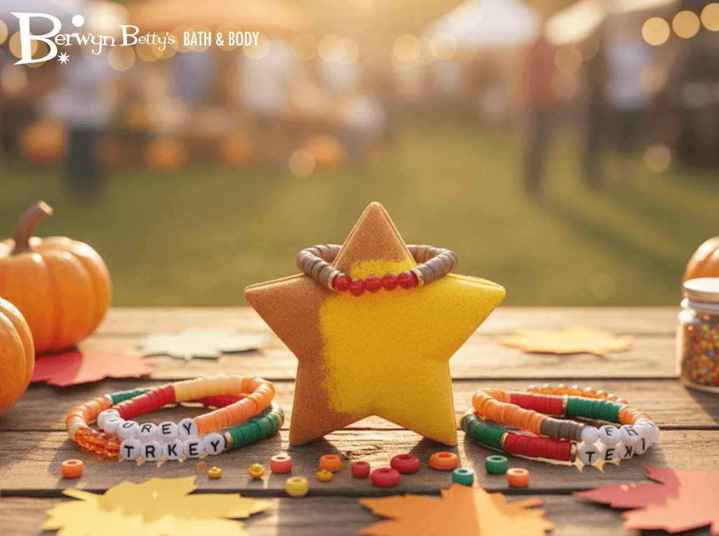 Fall Star Kids Bath Bomb with Fall - Themed Bracelet Inside - Berwyn Betty's Bath & Body Shop
