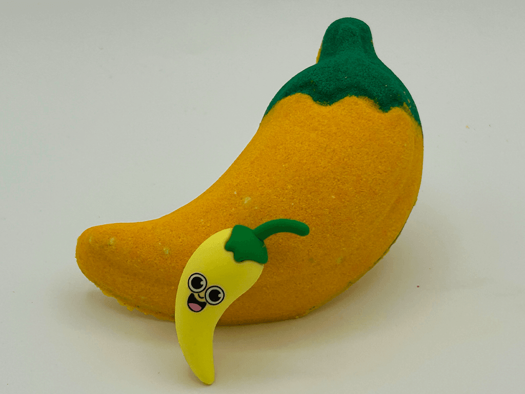 Farmer's Market Pepper Kids Bath Bomb with Animated Pepper Figurine Inside - Berwyn Betty's Bath & Body Shop