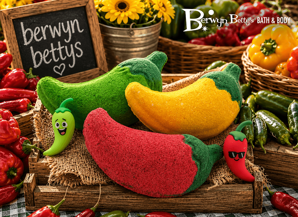 Farmer's Market Pepper Kids Bath Bomb with Animated Pepper Figurine Inside - Berwyn Betty's Bath & Body Shop