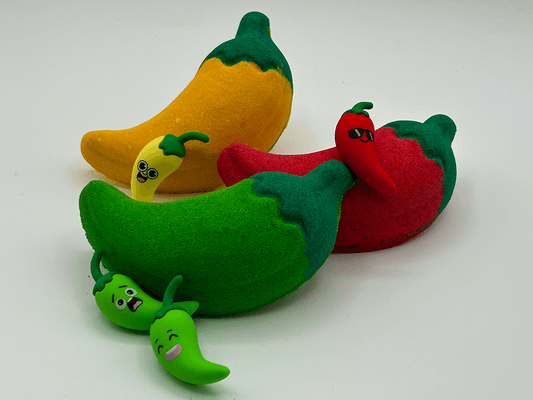 Farmer's Market Pepper Kids Bath Bomb with Animated Pepper Figurine Inside - Berwyn Betty's Bath & Body Shop