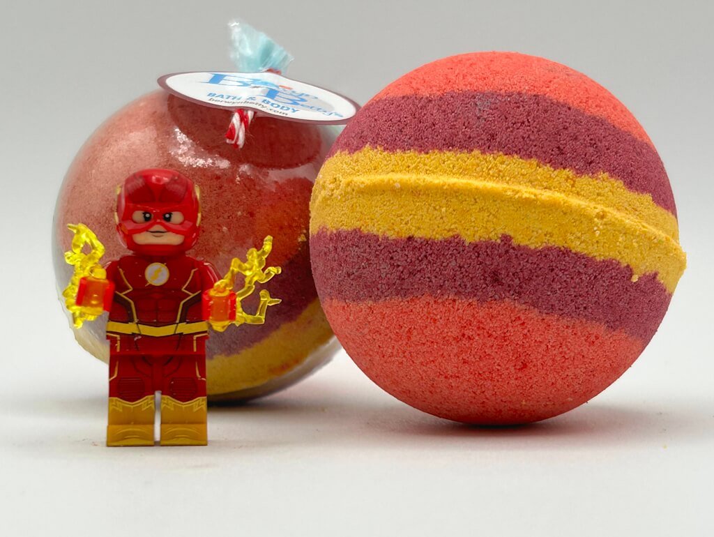 FLASH Kids Bath Bomb with Flash Minifigure Toy Inside - Limited Edition - Berwyn Betty's Bath & Body Shop
