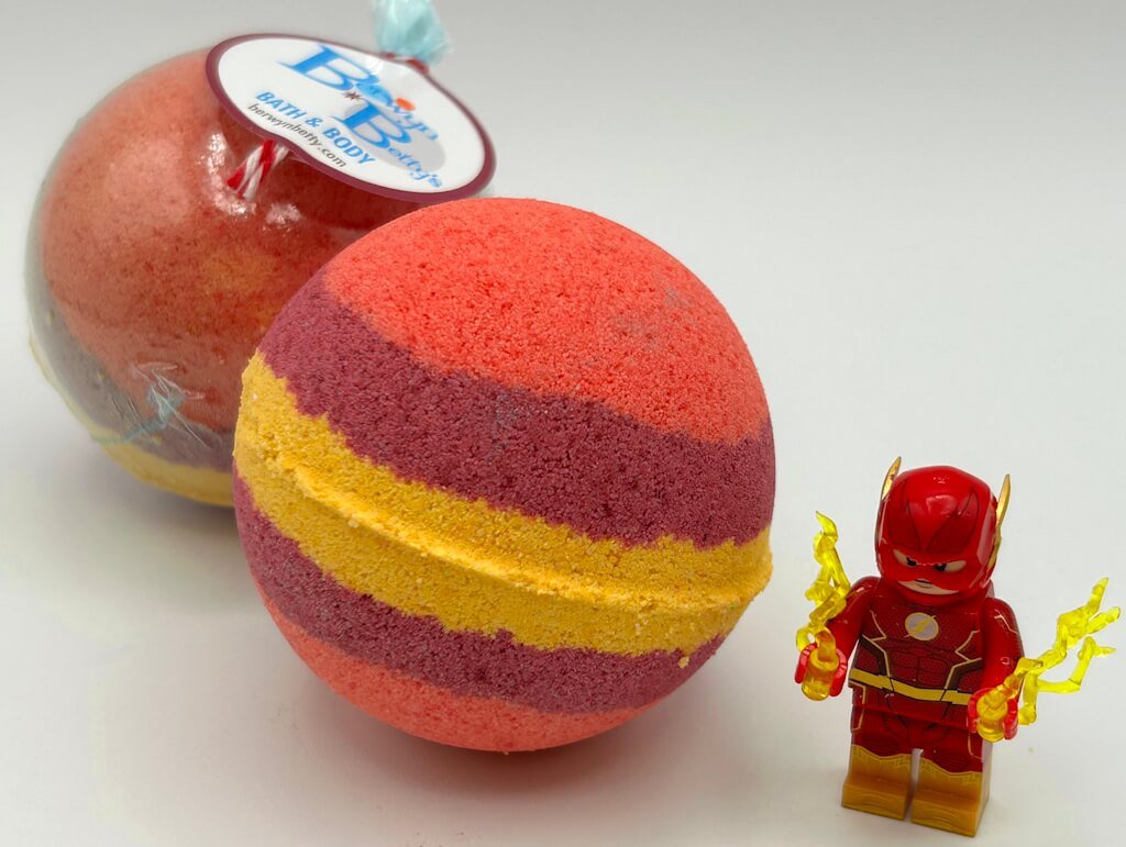 FLASH Kids Bath Bomb with Flash Minifigure Toy Inside - Limited Edition - Berwyn Betty's Bath & Body Shop