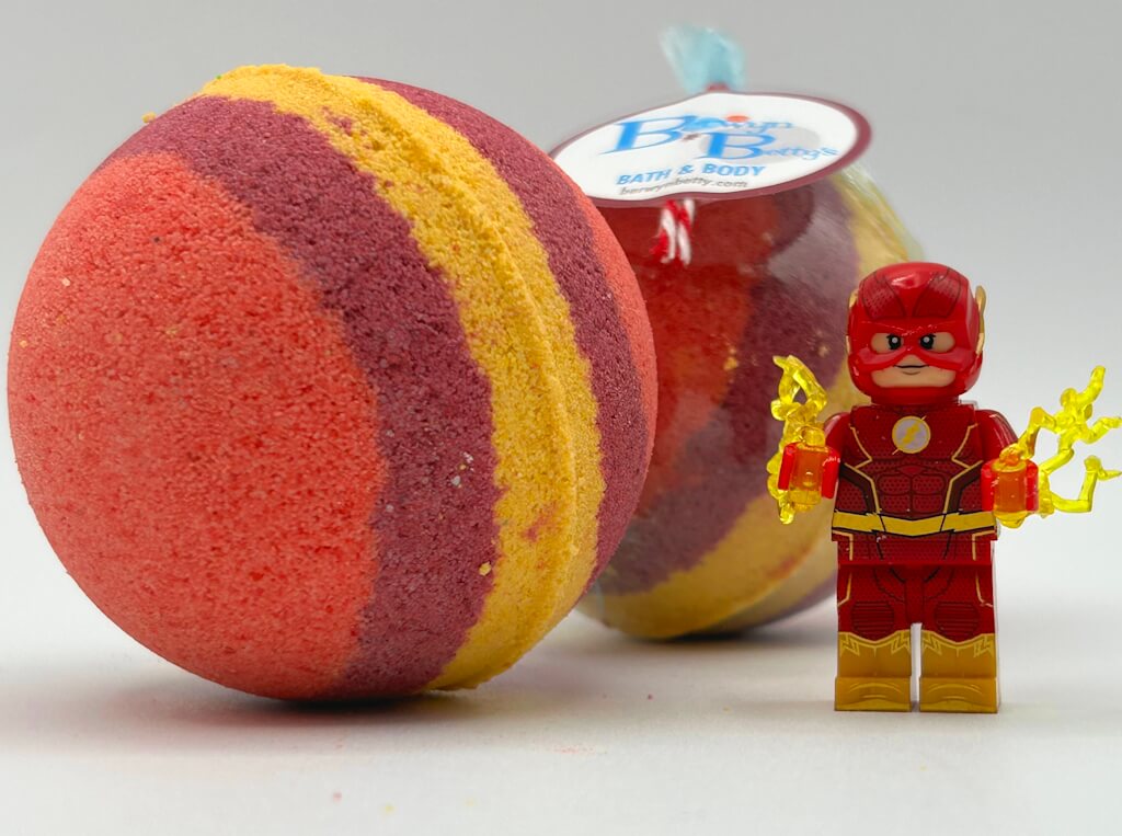 FLASH Kids Bath Bomb with Flash Minifigure Toy Inside - Limited Edition - Berwyn Betty's Bath & Body Shop