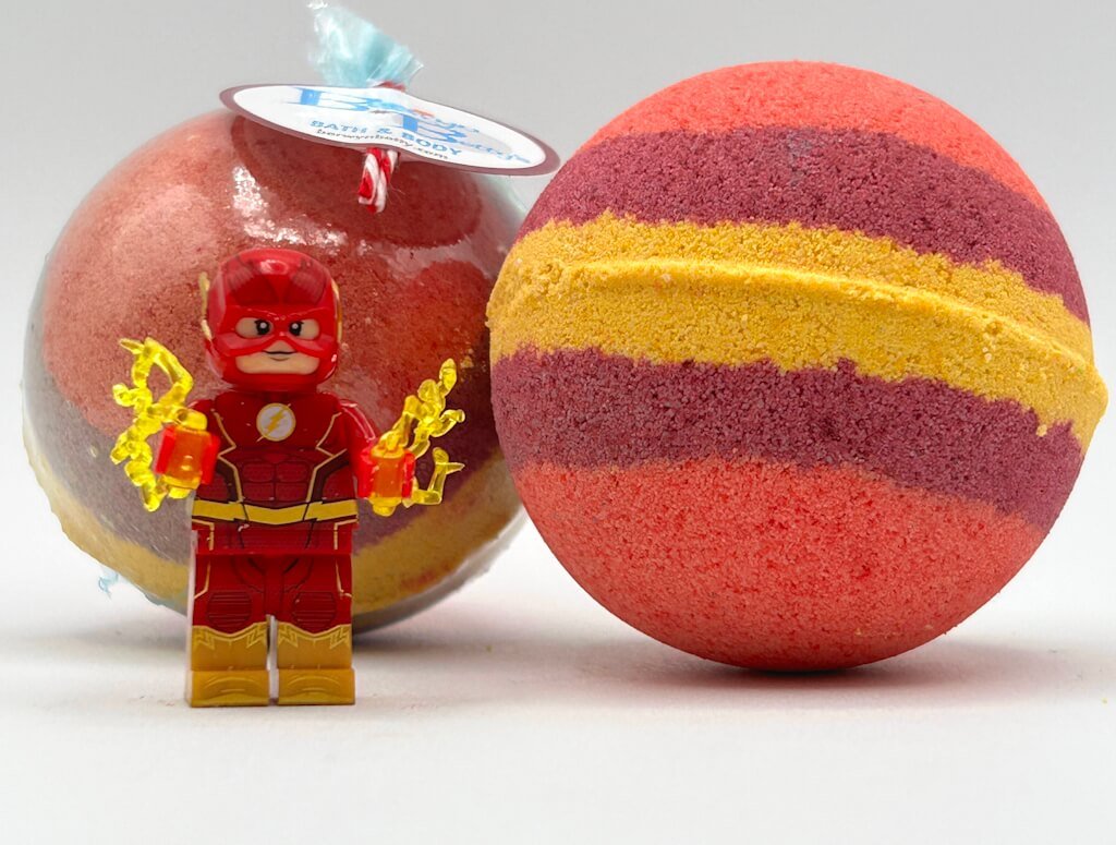 FLASH Kids Bath Bomb with Flash Minifigure Toy Inside - Limited Edition - Berwyn Betty's Bath & Body Shop