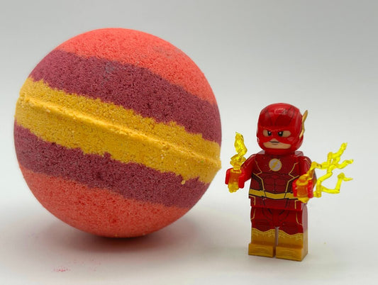 FLASH Kids Bath Bomb with Flash Minifigure Toy Inside - Limited Edition - Berwyn Betty's Bath & Body Shop