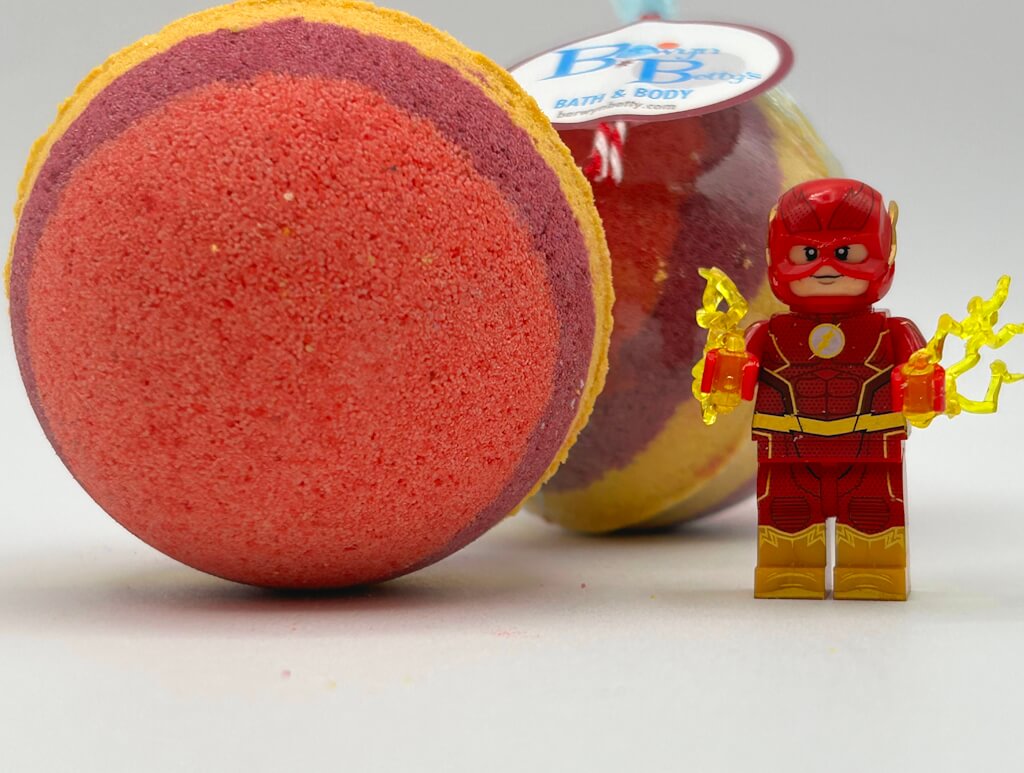FLASH Kids Bath Bomb with Flash Minifigure Toy Inside - Limited Edition - Berwyn Betty's Bath & Body Shop