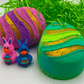 Flat Easter Egg Kids Bath Bomb with Bunny Duck Toy Inside - Berwyn Betty's Bath & Body Shop
