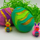 Flat Easter Egg Kids Bath Bomb with Bunny Duck Toy Inside - Berwyn Betty's Bath & Body Shop
