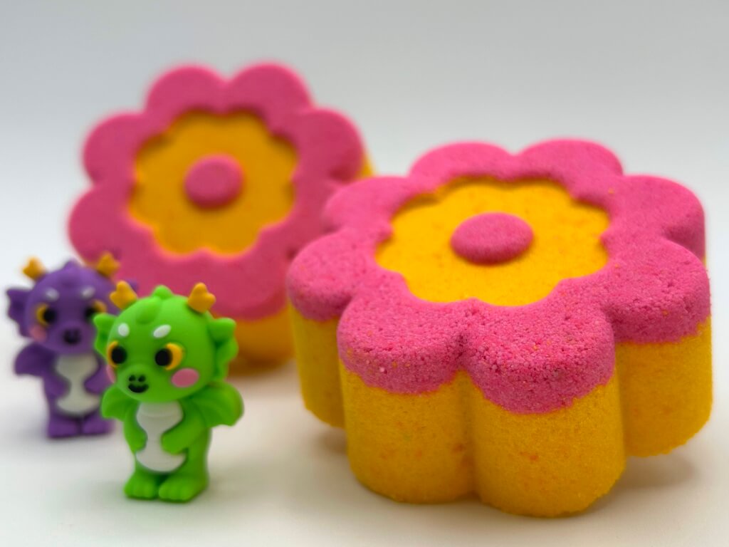 Flower Kids Bath Bomb with Cute Dragon Toy Inside - Berwyn Betty's Bath & Body Shop