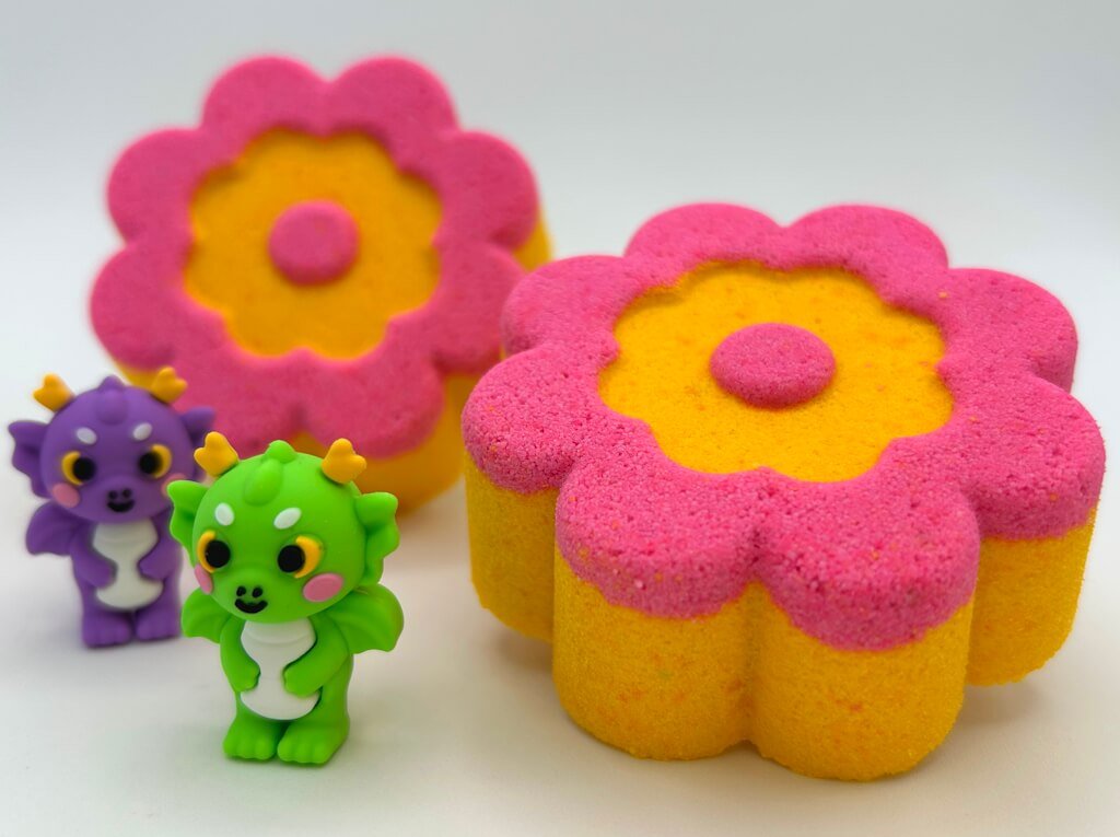 Flower Kids Bath Bomb with Cute Dragon Toy Inside - Berwyn Betty's Bath & Body Shop