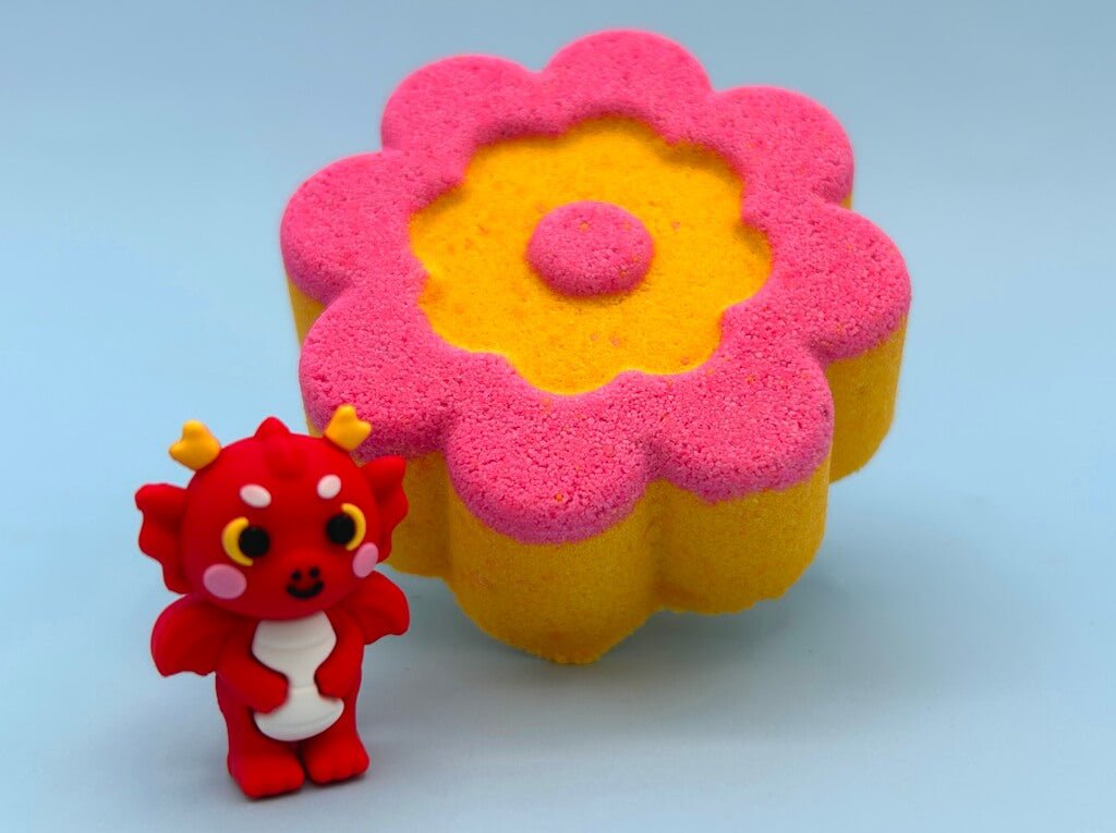 Flower Kids Bath Bomb with Cute Dragon Toy Inside - Berwyn Betty's Bath & Body Shop
