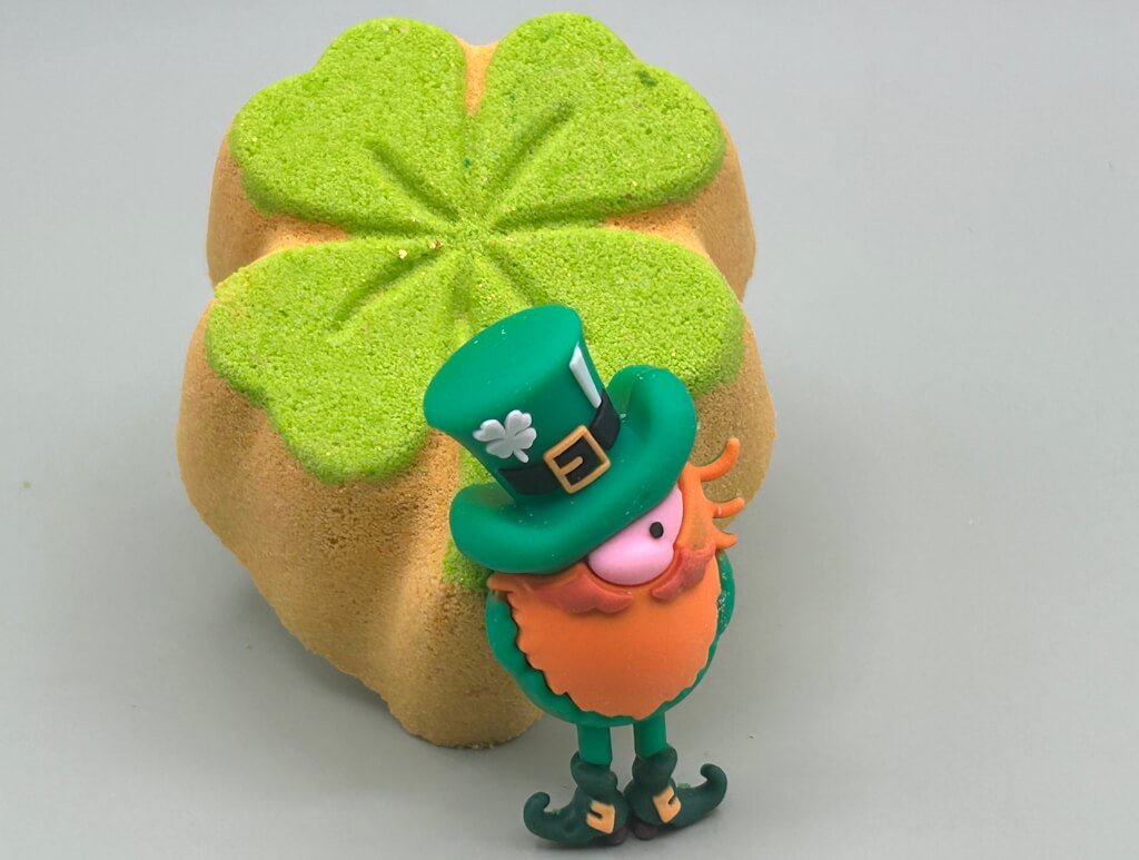 Four - Leaf Clover Bath Bomb with Leprechaun Toy Inside - Berwyn Betty's Bath & Body Shop