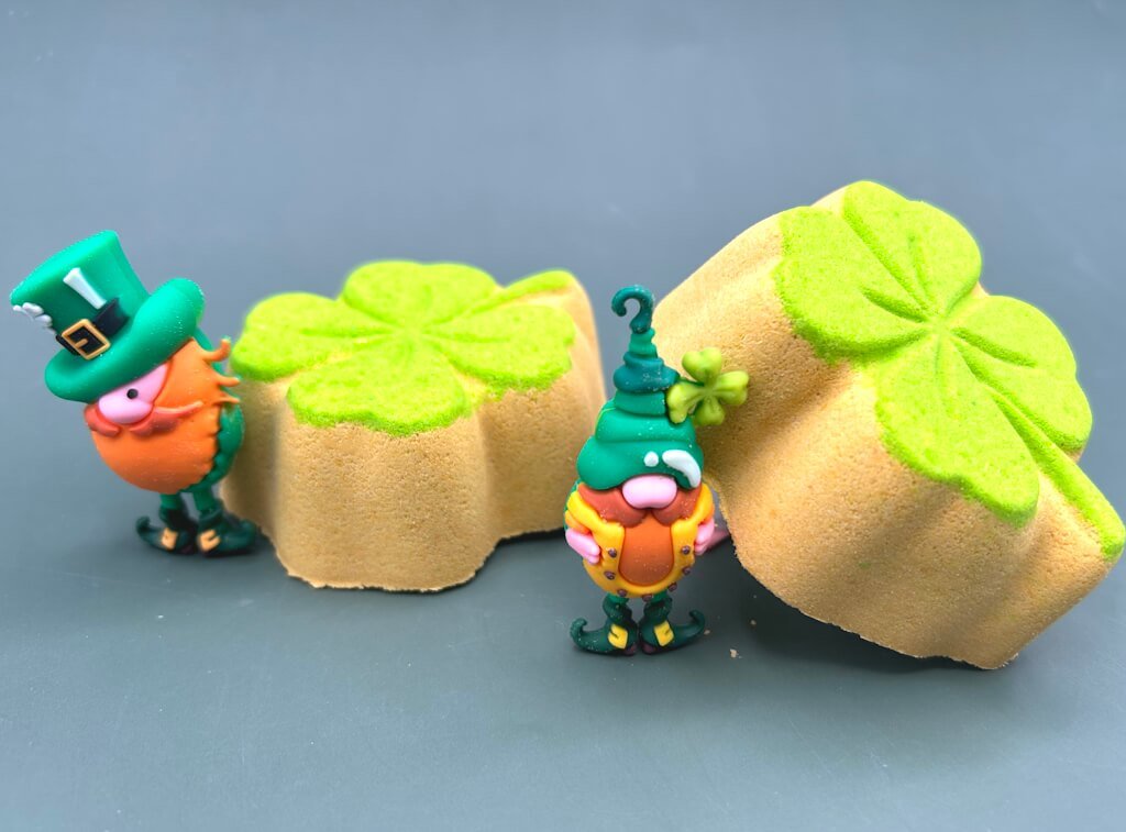 Four - Leaf Clover Bath Bomb with Leprechaun Toy Inside - Berwyn Betty's Bath & Body Shop