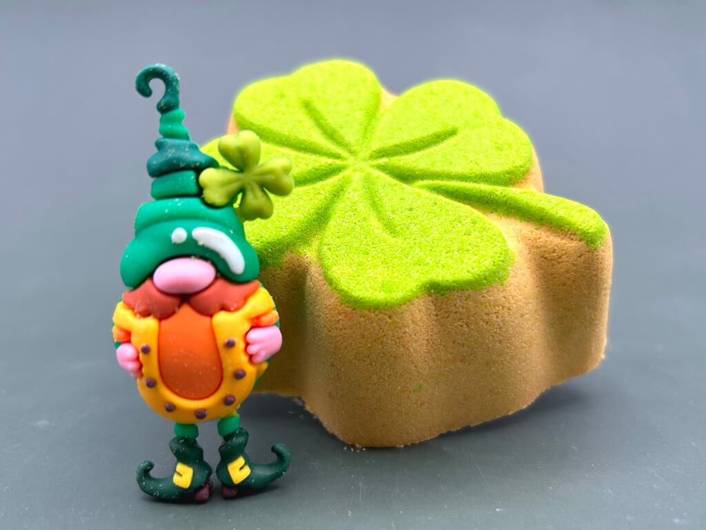 Four - Leaf Clover Bath Bomb with Leprechaun Toy Inside - Berwyn Betty's Bath & Body Shop