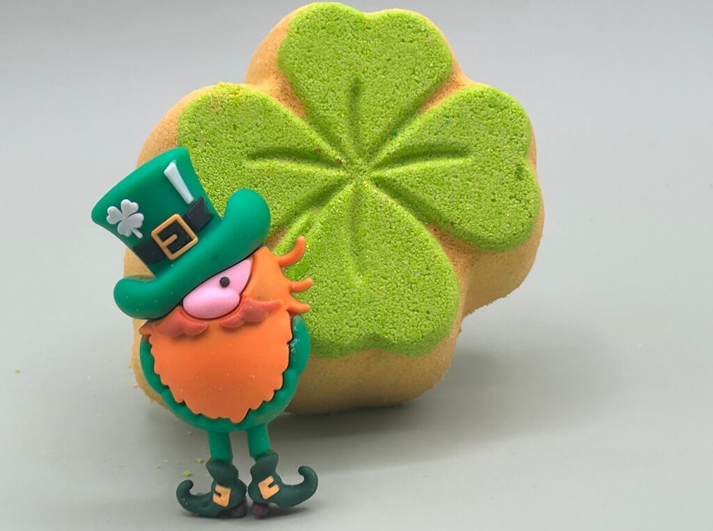 Four - Leaf Clover Bath Bomb with Leprechaun Toy Inside - Berwyn Betty's Bath & Body Shop