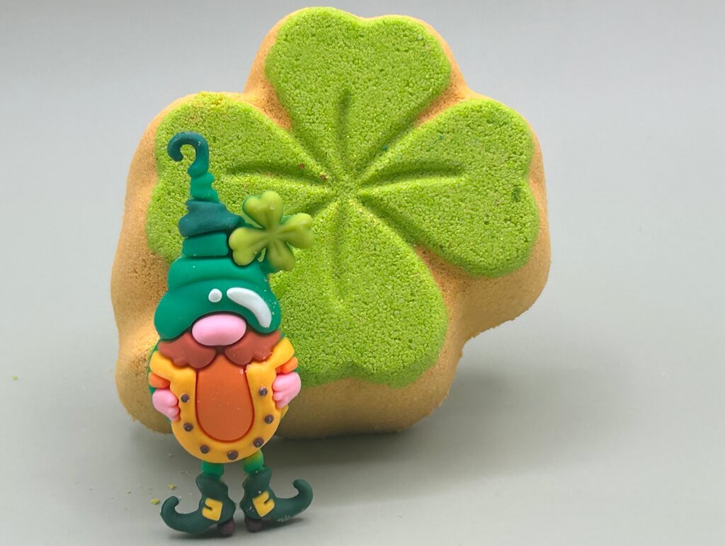 Four - Leaf Clover Bath Bomb with Leprechaun Toy Inside - Berwyn Betty's Bath & Body Shop