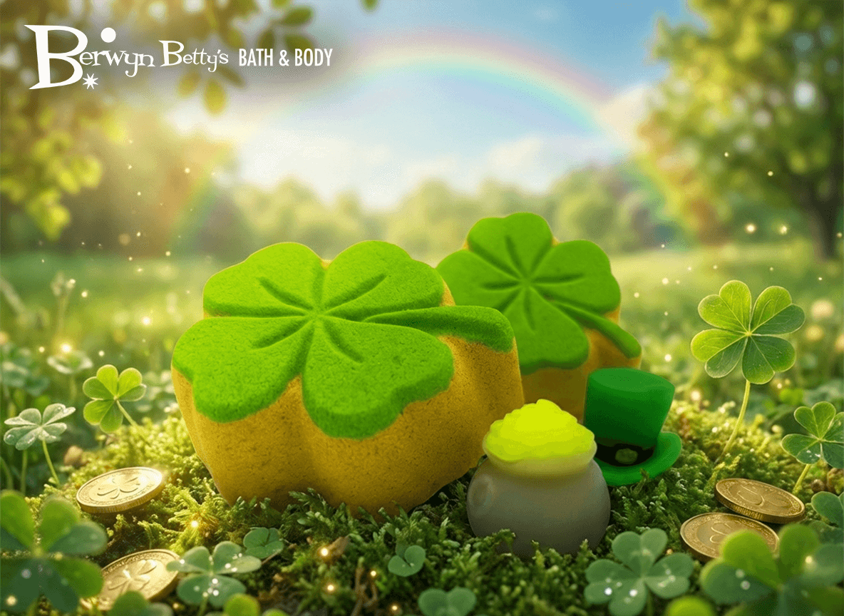 Four - Leaf Clover Kids Bath Bomb with St Patrick's Day Mochi Toy Inside - Berwyn Betty's Bath & Body Shop