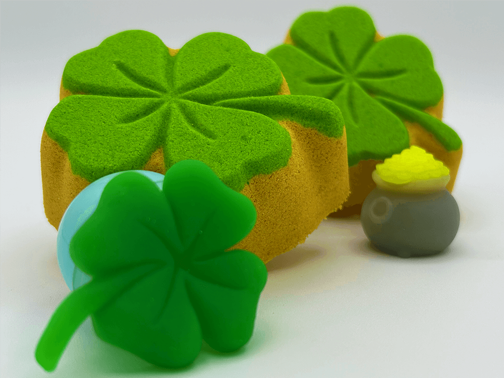 Four - Leaf Clover Kids Bath Bomb with St Patrick's Day Mochi Toy Inside - Berwyn Betty's Bath & Body Shop