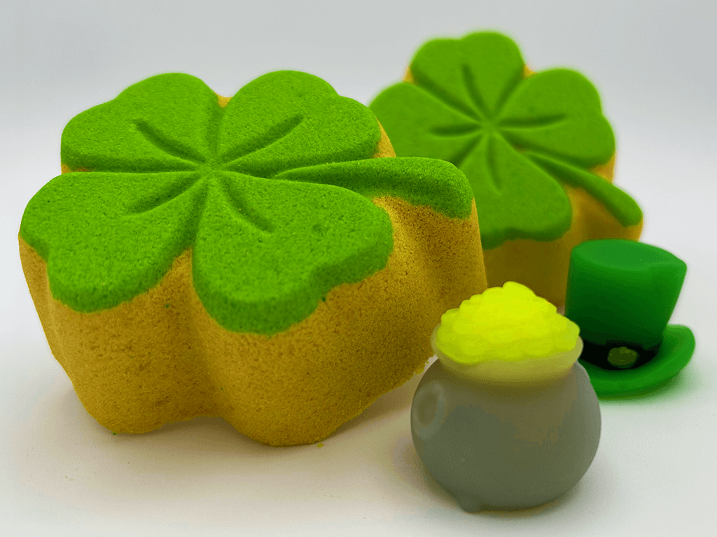 Four - Leaf Clover Kids Bath Bomb with St Patrick's Day Mochi Toy Inside - Berwyn Betty's Bath & Body Shop