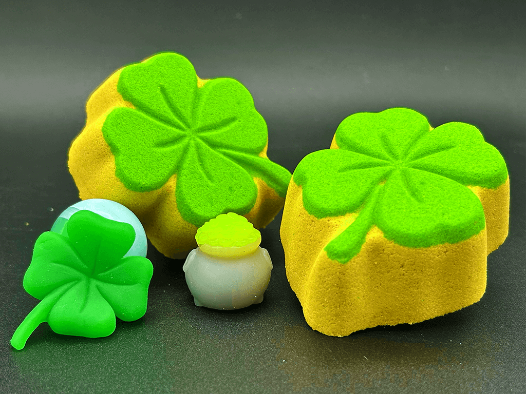 Four - Leaf Clover Kids Bath Bomb with St Patrick's Day Mochi Toy Inside - Berwyn Betty's Bath & Body Shop